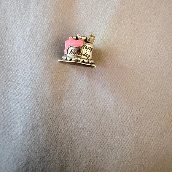 Silver and Pink Happy Birthday Cake Charm - Picture 5 of 6